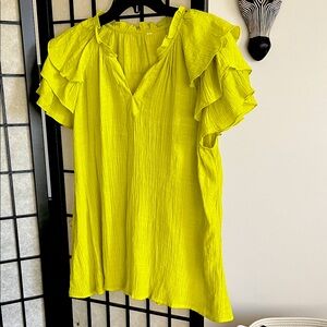 Ruffled Lime Color Women's Top
